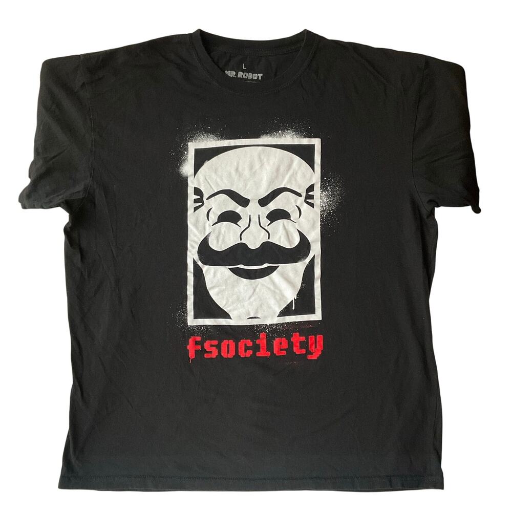Mr. Robot LootCrate Men Short Sleeve T-shirt Size L, Black, fsociety